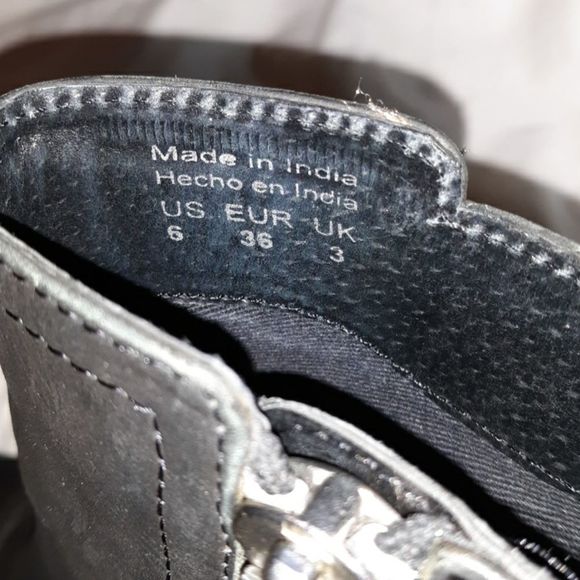 Shoemint Black Leather Moto Boot Silver Zipper 6 - Picture 7 of 7
